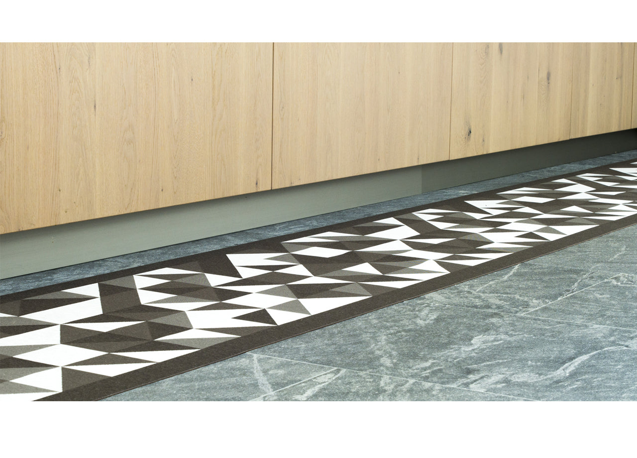 Tappeto Passatoia Cucina Antiscivolo In Tessuto Jacquard Disegno Origami Fango - 57x50 - Fango