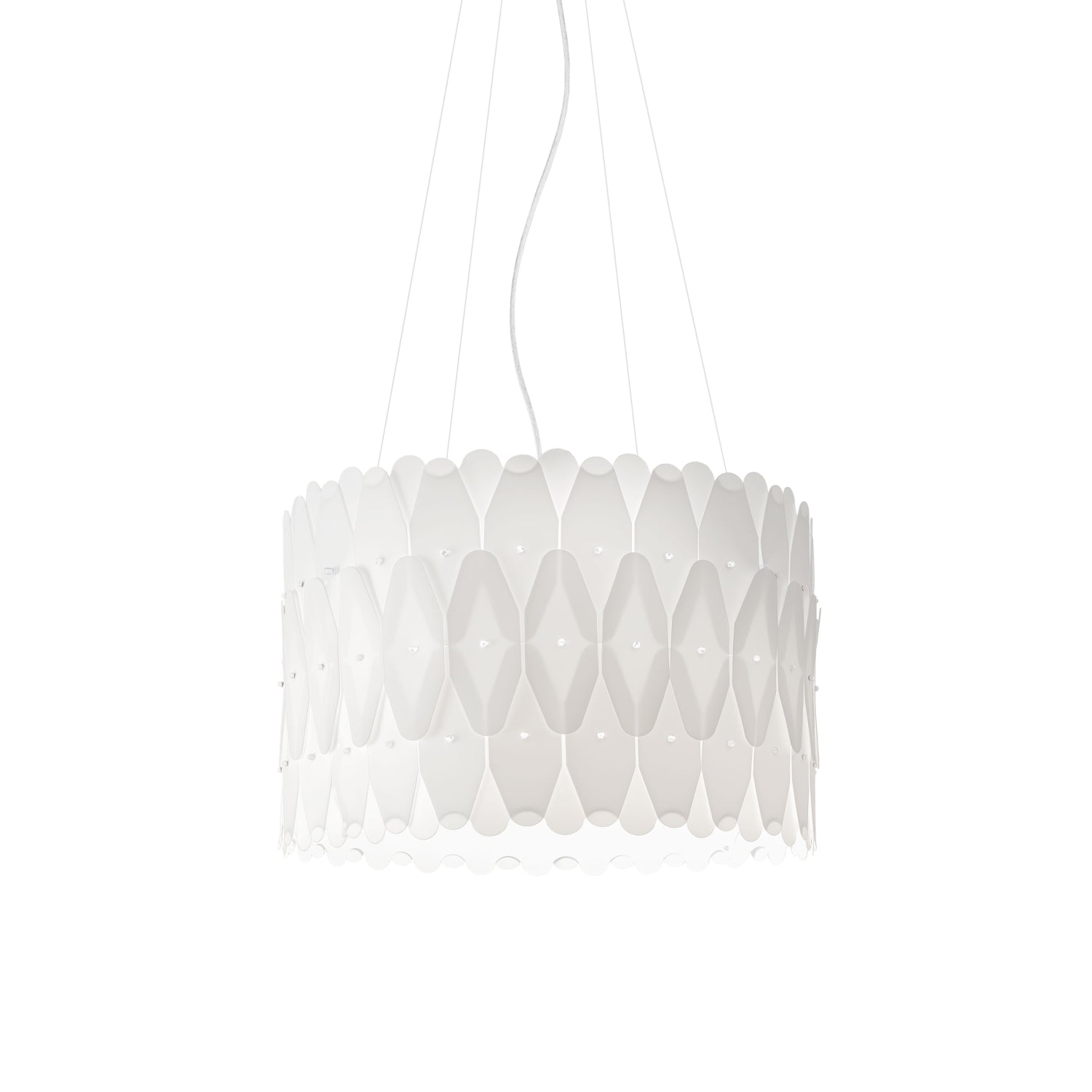 Lampadario Moderno Amanda Polilux ® Bianco E Metallo Cromo 5 Luci E27