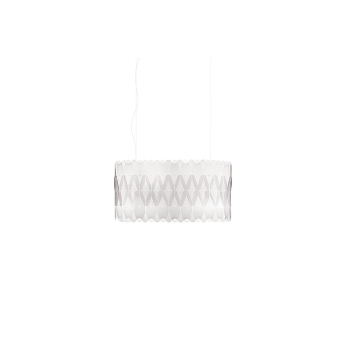Lampadario Moderno Ovale Amanda Polilux ® Bianco E Metallo Cromo 3 Luci E27