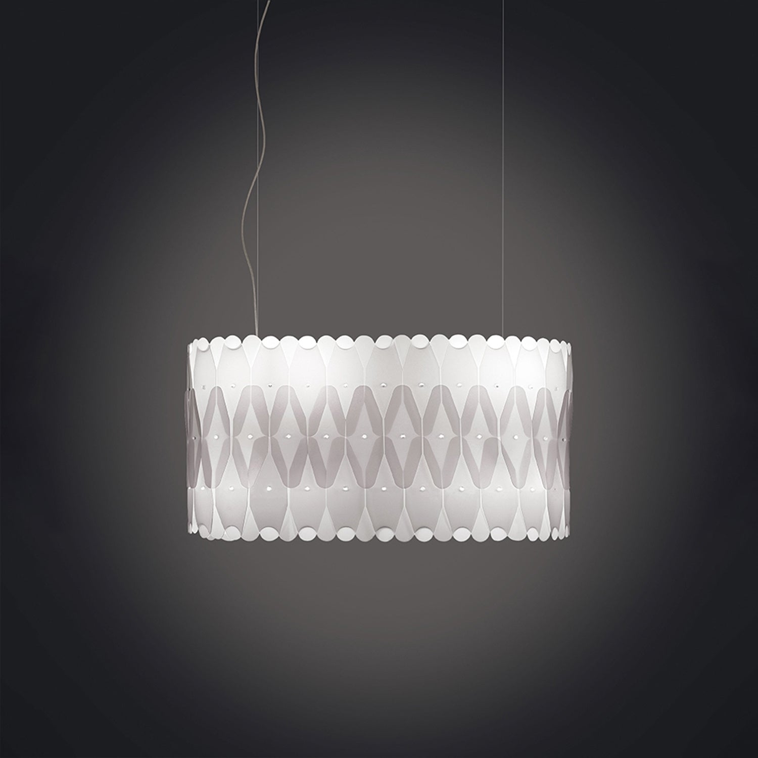 Lampadario Moderno Ovale Amanda Polilux ® Bianco E Metallo Cromo 3 Luci E27
