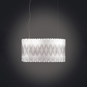Lampadario Moderno Ovale Amanda Polilux ® Bianco E Metallo Cromo 3 Luci E27