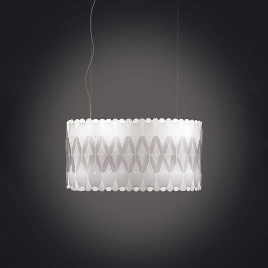 Lampadario Moderno Ovale Amanda Polilux ® Bianco E Metallo Cromo 3 Luci E27