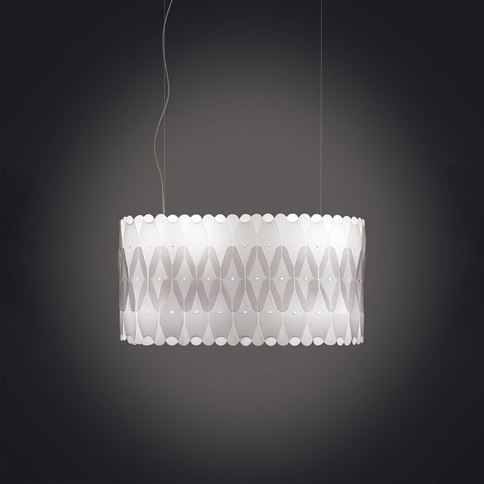 Lampadario Moderno Ovale Amanda Polilux ® Bianco E Metallo Cromo 3 Luci E27
