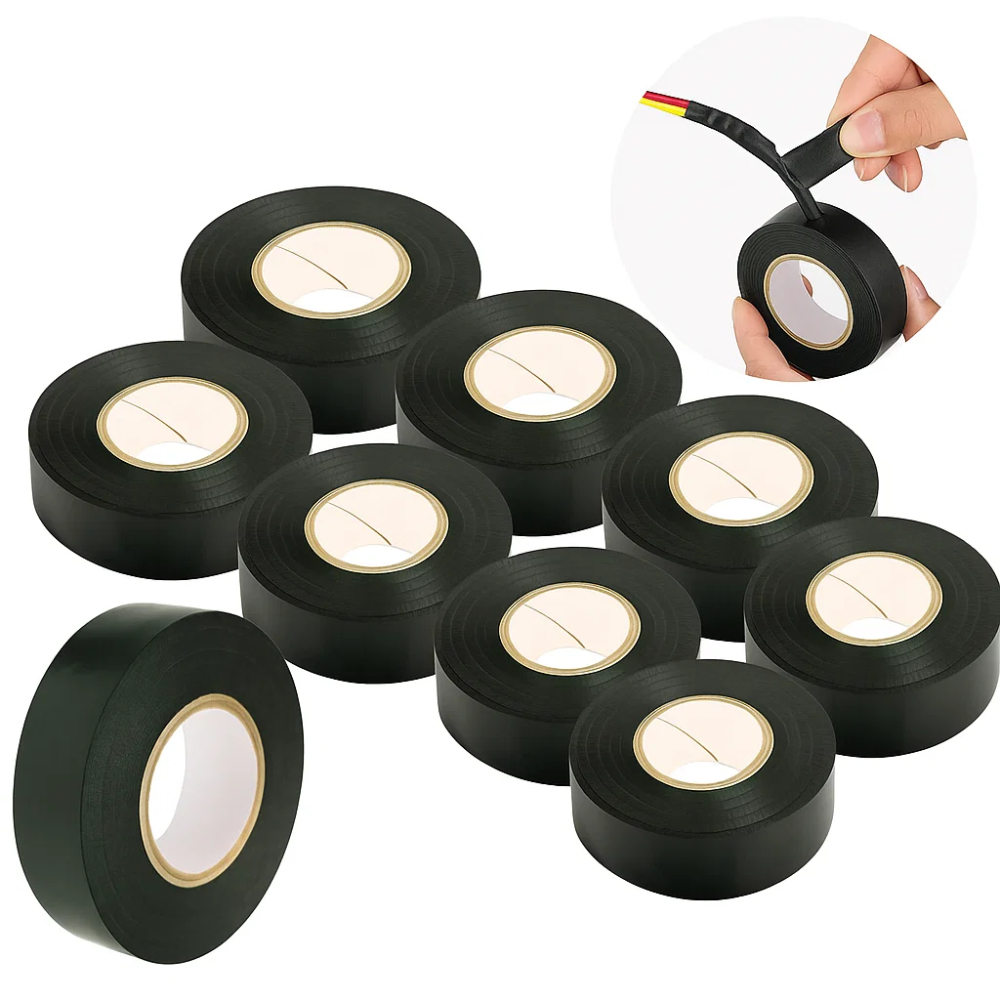Kit nastro isolante in pvc autoestinguente multicolore per impianti sicuri *** colore nero, dimensioni 15 mm x 10 mt ...