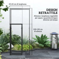 Portalegna da Interno ed Esterno Regolabile in Metallo con Ganci a S, 40-65x25x100-150 cm, Nero