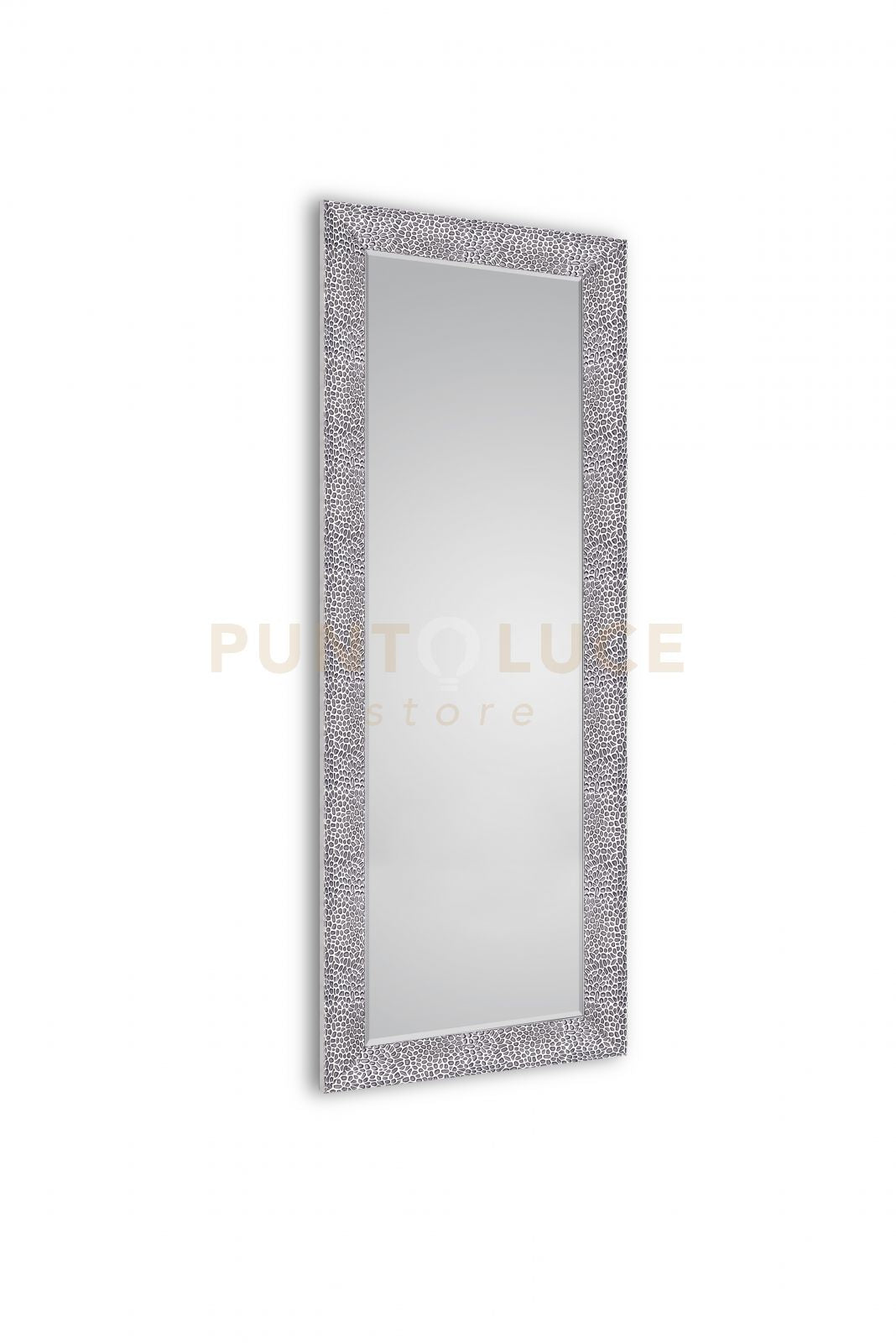 AMY SPECCHIO DA PARETE CON CORNICE DECORATA IN VETRO CON GANCI X INSTALLAZIONE ORIZZONTALE E VERTICALE NERO CROMO 50CM