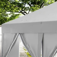 Gazebo da Giardino Pieghevole 3 x 6 m con 6 Pareti Laterali, Sacca per Trasporto Inclusa, Grigio