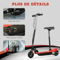 Monopattino Elettrico 120 W Pieghevole per Bambini 7-14 Anni, 15 Km/h Max, Rosso