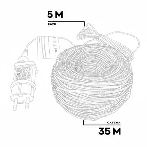 Andromeda - Catena di Luci Natalizia con 500 LED Bianco Caldo Cavo 35m Verde