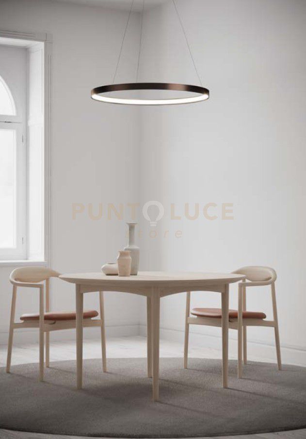 ANELLO LAMPADARIO A SOSPENSIONE BRONZO SPAZZOLATO DIAM.55cm 2700K 2668LM 33W DIMMERABILE TRIAC