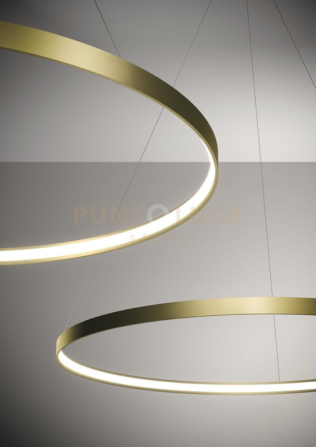 ANELLO LAMPADARIO A SOSPENSIONE ORO SPAZZOLATO DIAM.78cm 3000K 3068LM 47W DIMMERABILE PUSH