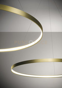 ANELLO LAMPADARIO A SOSPENSIONE ORO SPAZZOLATO DIAM.78cm 3000K 3068LM 47W DIMMERABILE PUSH
