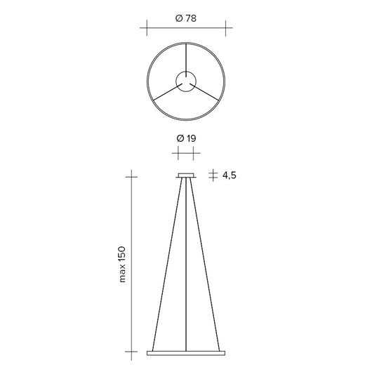 ANELLO LAMPADARIO A SOSPENSIONE ORO SPAZZOLATO DIAM.78cm 3000K 3068LM 47W DIMMERABILE PUSH
