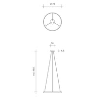 ANELLO SOSPENSIONE NERO VERNICIATO DIAM.78cm 3000K 3068LM 47W