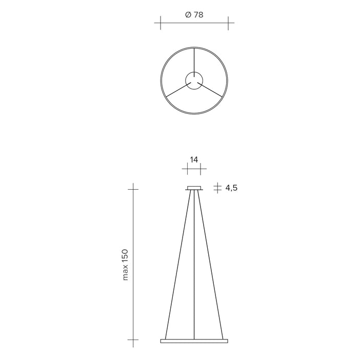 ANELLO SOSPENSIONE NERO VERNICIATO DIAM.78cm 3000K 3068LM 47W