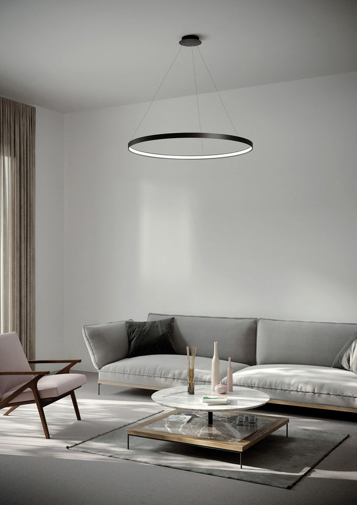 ANELLO SOSPENSIONE NERO VERNICIATO DIAM.78cm 3000K 3068LM 47W