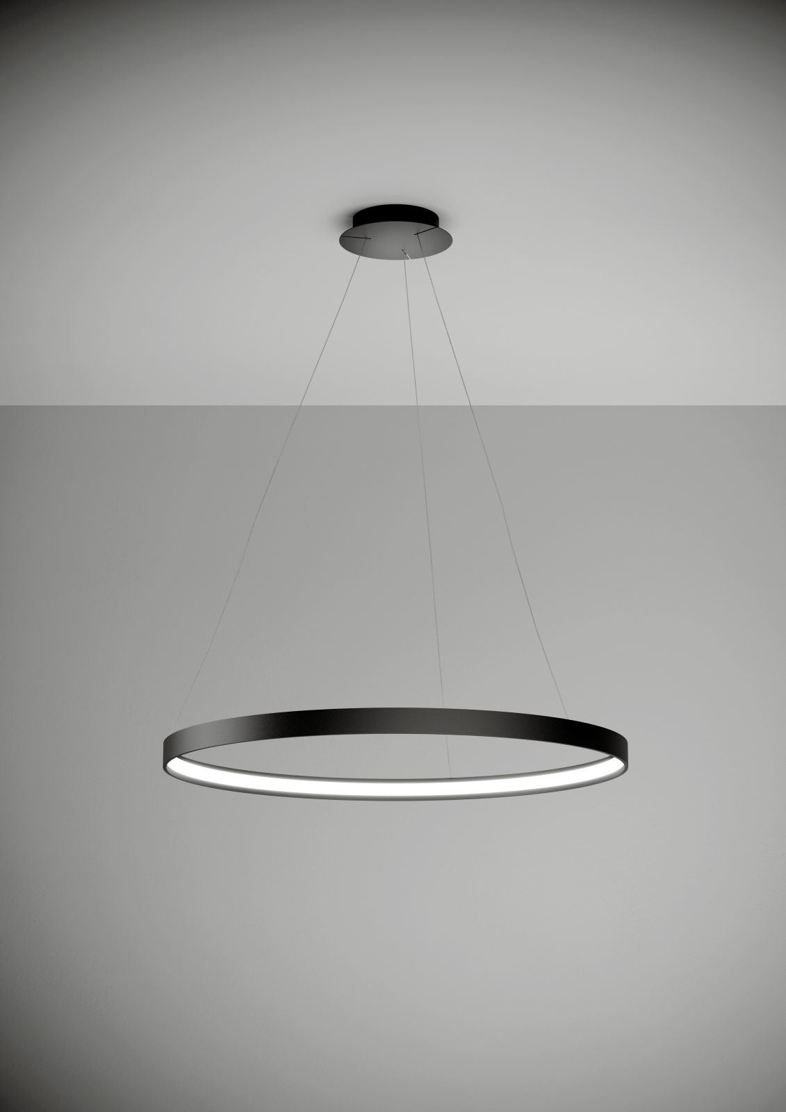 ANELLO SOSPENSIONE NERO VERNICIATO DIAM.78cm 3000K 3068LM 47W