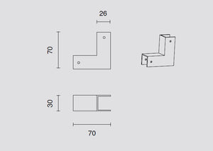 ANGOLO VERTICALE PERPENDICOLARE ORO  PER SISTEMA BINARIO