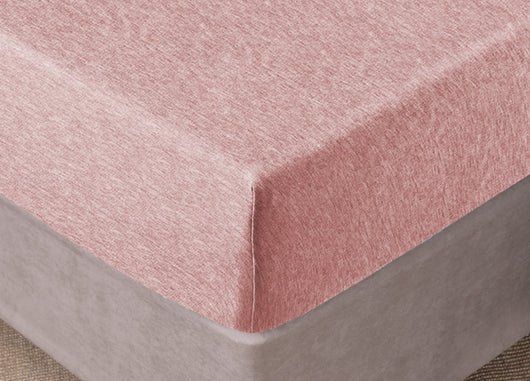 Lenzuola Sotto Con Angoli No Stiro In Tinta Unita Melange Modello Jersey - 1 Piazza - Rosa