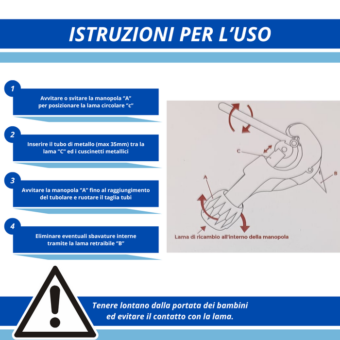 Tagliatubo per tubi in rame max 35 mm