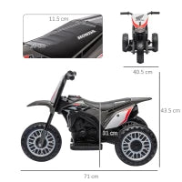 Moto da Cross Elettrica per Bambini Licenza Honda CRF450RL a 3 Ruote con Clacson, 71x40.5x43.5 cm, Grigio