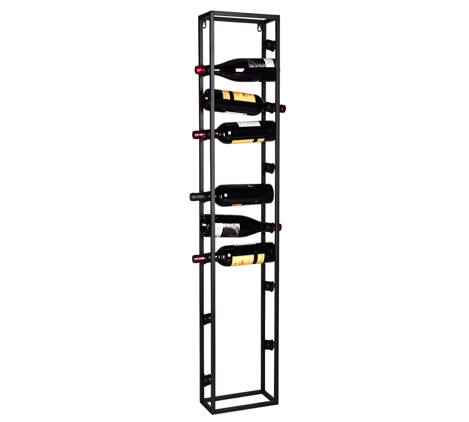 ANNA SCAFFALE PORTAVINI 12 BOTTIGLIE DA APPOGGIO E DA APPENDERE A PARETE IN METALLO NERO 25x135CM