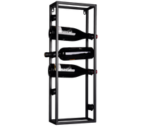 ANNA SCAFFALE PORTAVINI 6 BOTTIGLIE DA APPOGGIO E DA APPENDERE A PARETE IN METALLO NERO 25X70CM