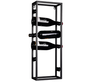 ANNA SCAFFALE PORTAVINI 6 BOTTIGLIE DA APPOGGIO E DA APPENDERE A PARETE IN METALLO NERO 25X70CM