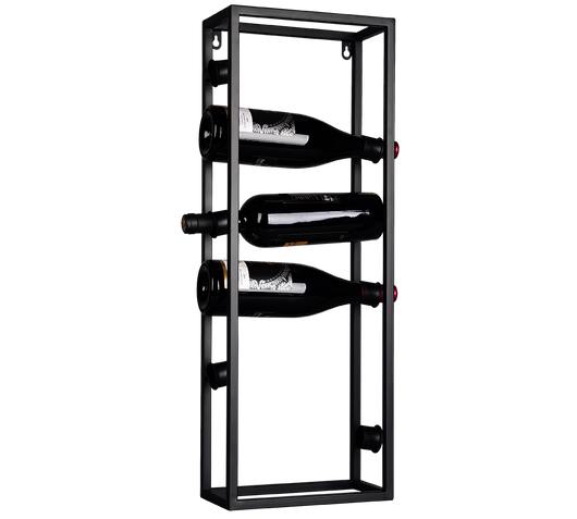 ANNA SCAFFALE PORTAVINI 6 BOTTIGLIE DA APPOGGIO E DA APPENDERE A PARETE IN METALLO NERO 25X70CM