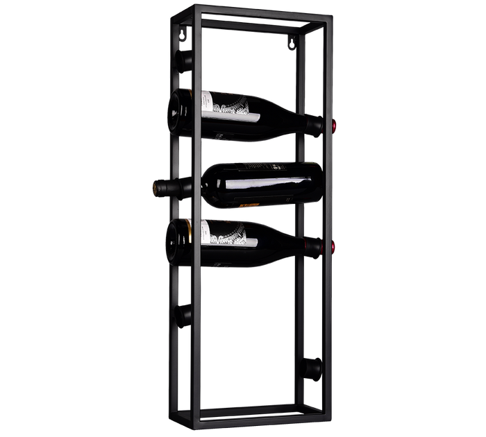 ANNA SCAFFALE PORTAVINI 6 BOTTIGLIE DA APPOGGIO E DA APPENDERE A PARETE IN METALLO NERO 25X70CM