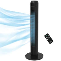 Ventilatore a Torre 45W a 4 Modalità e 3 Velocità con Timer da 12h, in ABS, Ø31.5x96 cm, Nero