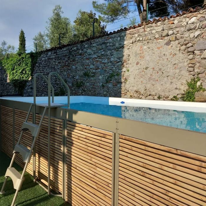 Piscina Laghetto fuori terra rivestita in Bambù ANTEA® 5,12 x 2,12 h.1,26 m