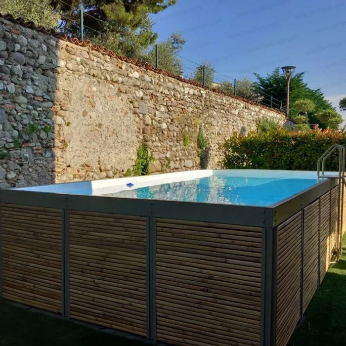 Piscina Laghetto fuori terra rivestita in Bambù ANTEA® 5,12 x 3,12 h.1,26 m
