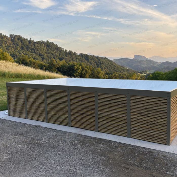 Piscina Laghetto fuori terra rivestita in Bambù ANTEA® 7,12 x 3,12 h.1,26 m
