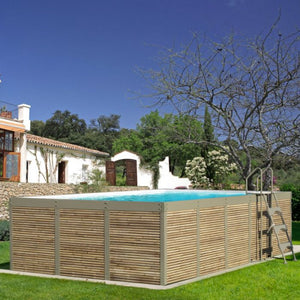 Piscina Laghetto fuori terra rivestita in Bambù ANTEA® 7,12 x 3,12 h.1,26 m