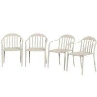Set 4 Sedie da Giardino Impilabili in PP con Schienale Alto e Braccioli, 57x54x78 cm, Grigio Chiaro