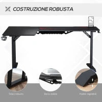 Scrivania Angolare per Gaming e Ufficio con Gancio per Cuffie e Porta Tazza, 168x109x78cm, Nero