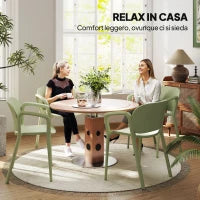 Set 4 Sedie da Giardino Impilabili in PP dal Design Moderno con Braccioli 60x56x75 cm, Verde