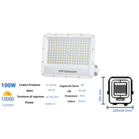 Optonica proiettore led smd corpo bianco luce naturale 100 watt 90 lumen 4000k