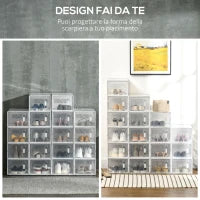 Mobile Scarpiera Rettangolare in Plastica PP, 18 Box 25x35x19 cm per Scarpe max 43 EU, Vestiti e Libri
