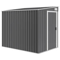 Capanno Attrezzi in Metallo 1.5x2m con Base, Porta Scorrevole e Tetto Inclinato, Grigio Scuro