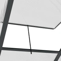 Serra in Policarbonato e Alluminio con Porta Scorrevole, Presa d'Aria e Grondaia, 1.9x1.9x2m, Grigio