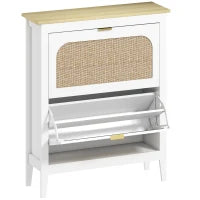 Scarpiera Slim Stile Boho con 2 Cassetti Ribaltabili per 14 Paia di Scarpe, 80x24x95.5 cm, Bianco