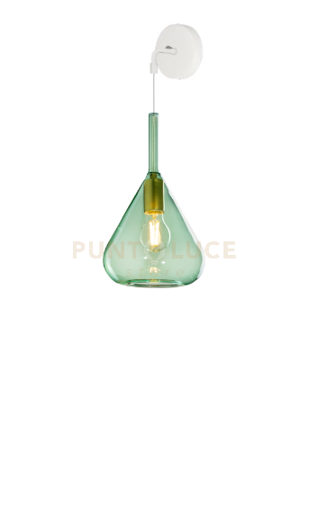 APPLIQUE BIANCO 1 LUCE VETRO VERDE 1177BI-A-VE