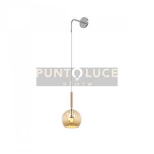 APPLIQUE CROMO 1 LUCE PICCOLA VETRO AMBRA 1155CR-A-AM