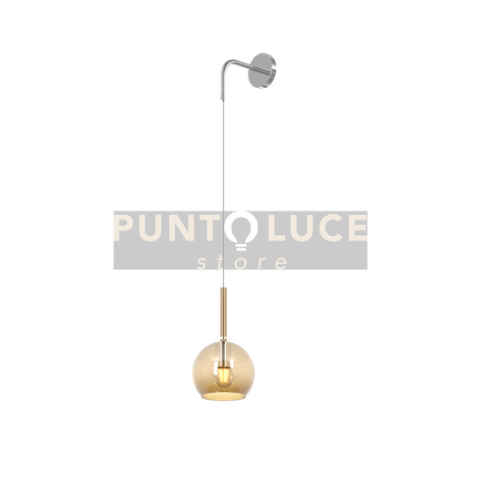 APPLIQUE CROMO 1 LUCE PICCOLA VETRO AMBRA 1155CR-A-AM