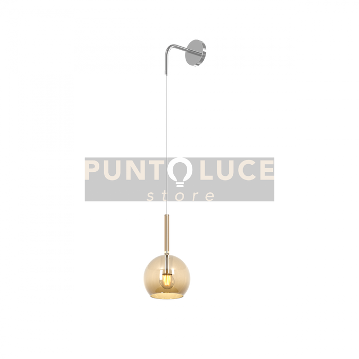 APPLIQUE CROMO 1 LUCE PICCOLA VETRO AMBRA 1155CR-A-AM