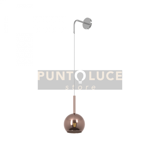 APPLIQUE CROMO 1 LUCE PICCOLA VETRO RAME 1155CR-A-RA