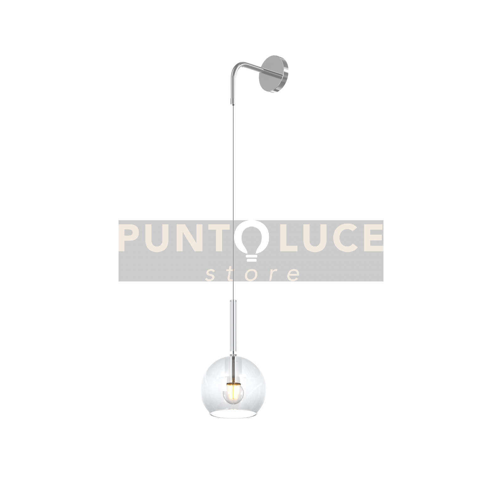 APPLIQUE CROMO 1 LUCE PICCOLA VETRO TRASPARENTE 1155CR-A-TR