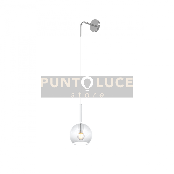 APPLIQUE CROMO 1 LUCE PICCOLA VETRO TRASPARENTE 1155CR-A-TR